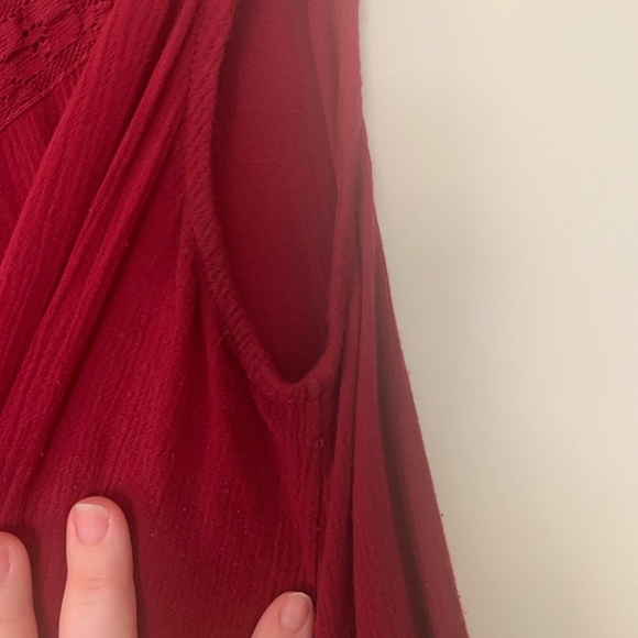 Maurices Flowy Rayon Red Lace Detail Tank Top Scoop Neck Detail - Picture 10 of 10